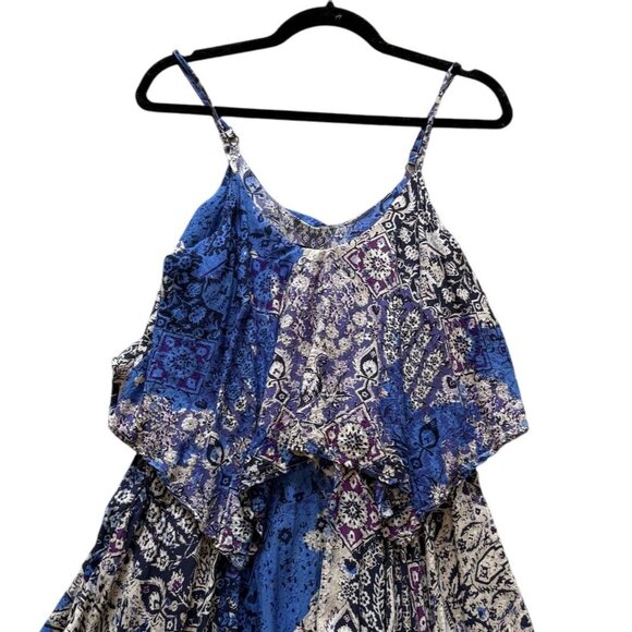 A.N.A Womens Dress M Boho Disco Sleeveless Handkerchief Hem Multicolor YK2 - Picture 3 of 5